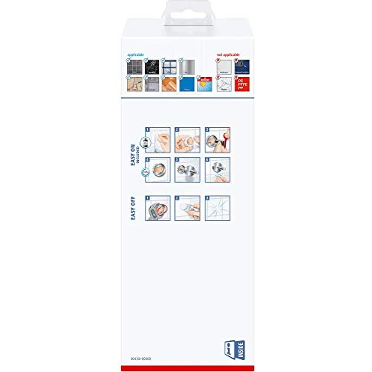 tesa ELEGAANT Toilettenbürsten-Set, verchromt, mit satiniertem Glas - zur Wandbefestigung ohne Bohren, inkl. leistungsstarker Klebelösung - 137 mm x 95 mm x 397 mm – Bild 4