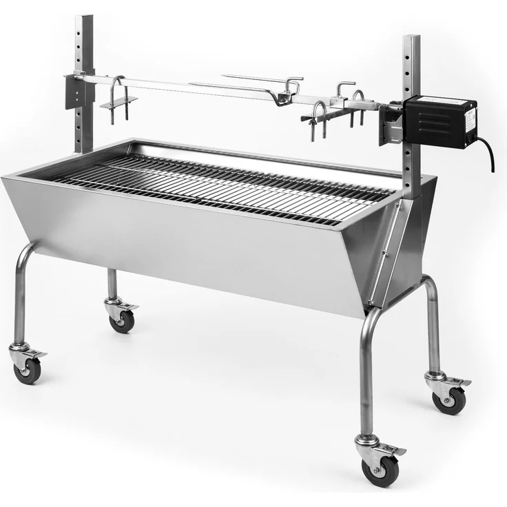 Sauenland Spanferkelgrill mit Elektromotor Drehspieß Silber – Bild 9