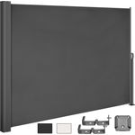 Casaria Seitenmarkise 160-180 x 300 cm Ausziehbar Blickdicht Wasserabweisend Sonnenschutz Markise Balkon Terrasse Garten Seitenrollo Anthrazit Creme