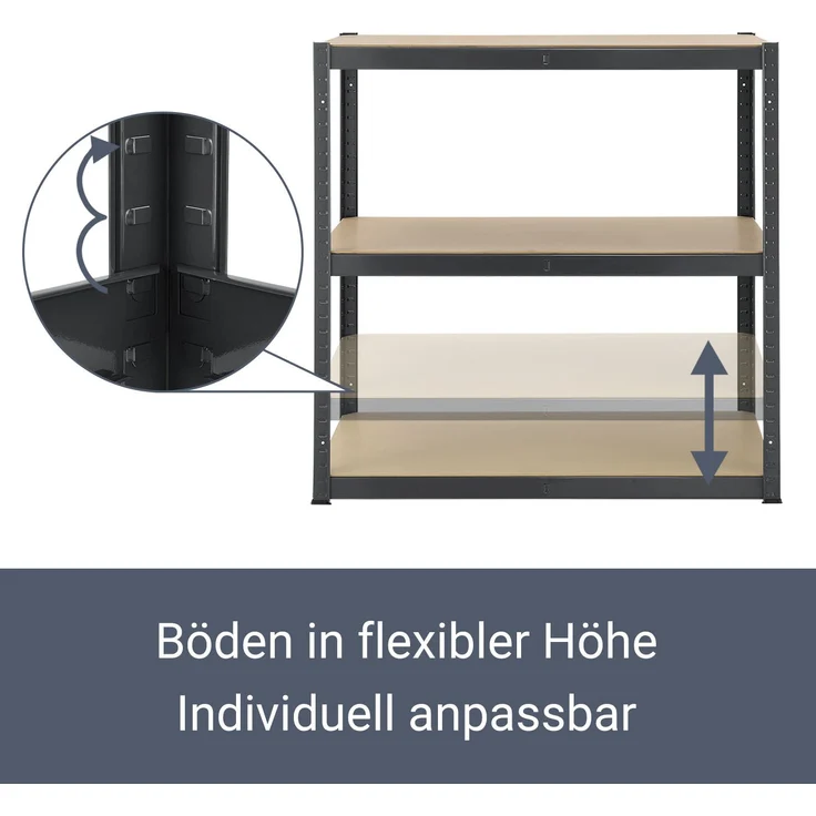 Juskys Lagerregal Basic 2er Set 180x90x40 cm – 2 Schwerlastregale mit 10 Böden – max. 1750 kg - Metall verzinkt - Regale Kellerregal Metallregal – Bild 5