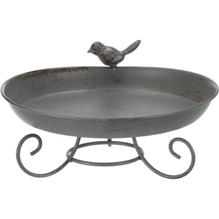 vogeltränke auf Fuß 22 cm Stahl 800 ml grau