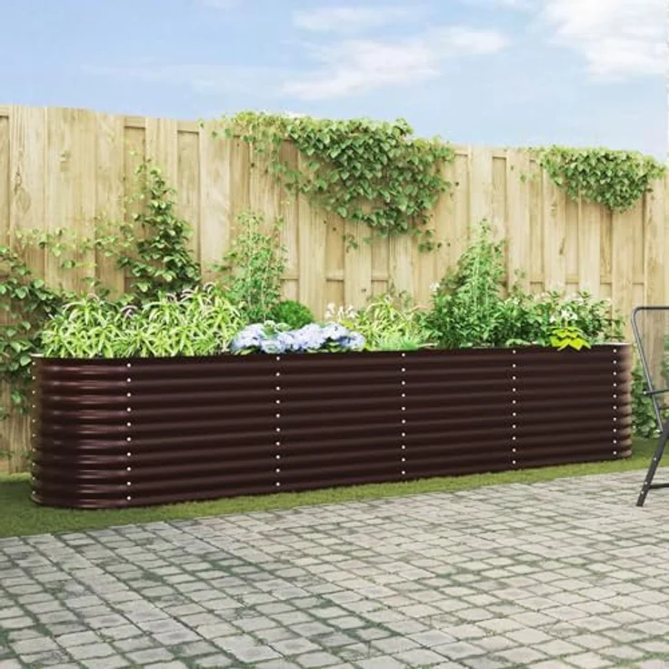 vidaXL Hochbeet Gartenhochbeet Braun Feuerverzinkter Stahl 400 x 80 x 81 cm (1 St) - Moderne Ästhetik, Langlebigkeit, Vielseitige Größe – Bild 2