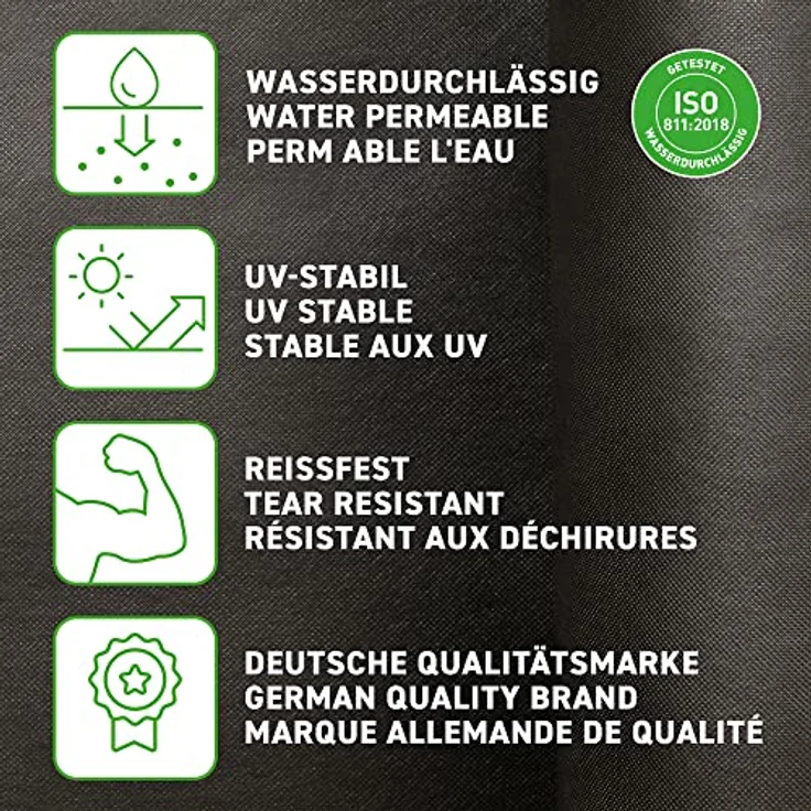 GardenMate Vlies-Unkrautvlies 1 m x 50 m, UV-stabilisierte schwarze 150 g/m² Landschafts-Bodendecker-Membran – Bild 2