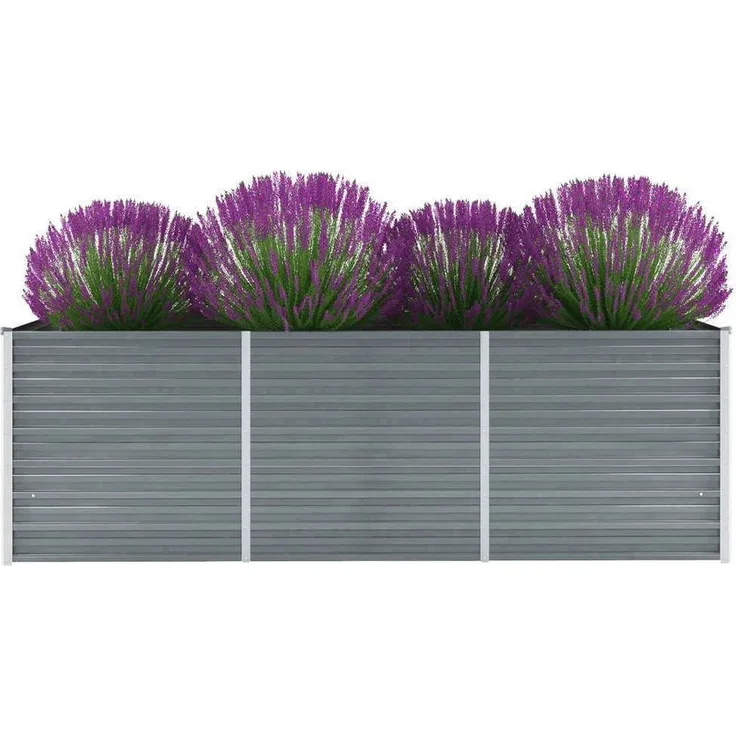 furnicato Hochbeet Garten-Verzinkter Stahl 240x80x77 cm Grau - Witterungsbeständiges Pflanzgefäß für Garten, Balkon und Terrasse
