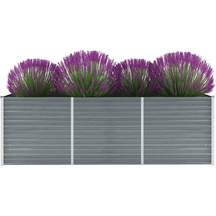 furnicato Hochbeet Garten-Verzinkter Stahl 240x80x77 cm Grau - Witterungsbeständiges Pflanzgefäß für Garten, Balkon und Terrasse