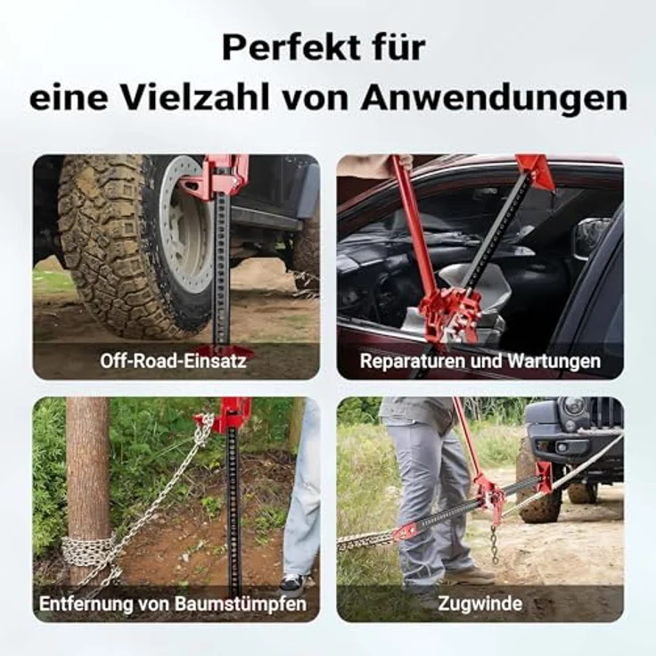 Wiltec Offroad Wagenheber bis 3000 kg max. 76 cm, Farmer Jack aus Stahl, ideal für Geländewagen, SUV, ATV und Anhänger – Bild 9