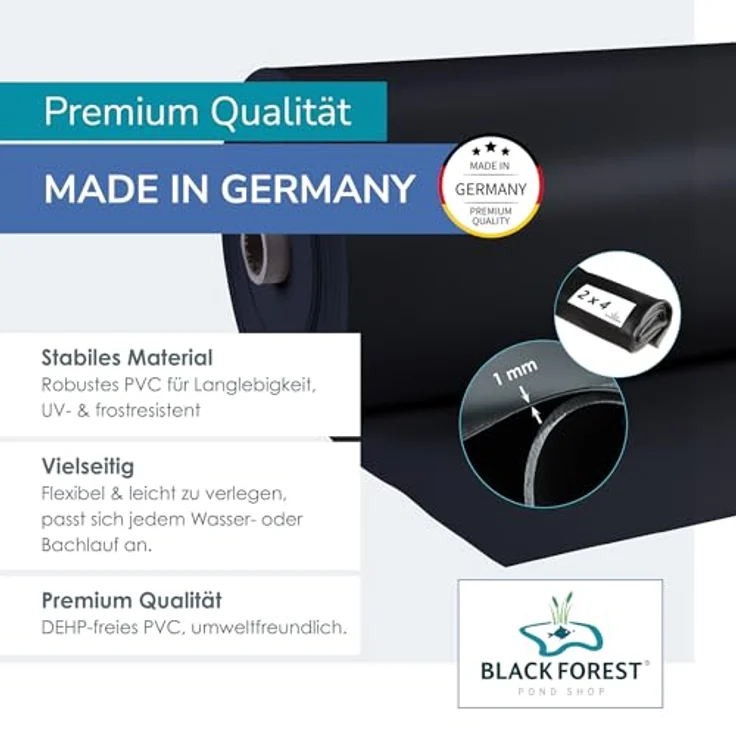 PVC Teichfolie schwarz in einer Stärke von 1.50 mm, Maß 8 x 8 m. – Bild 8