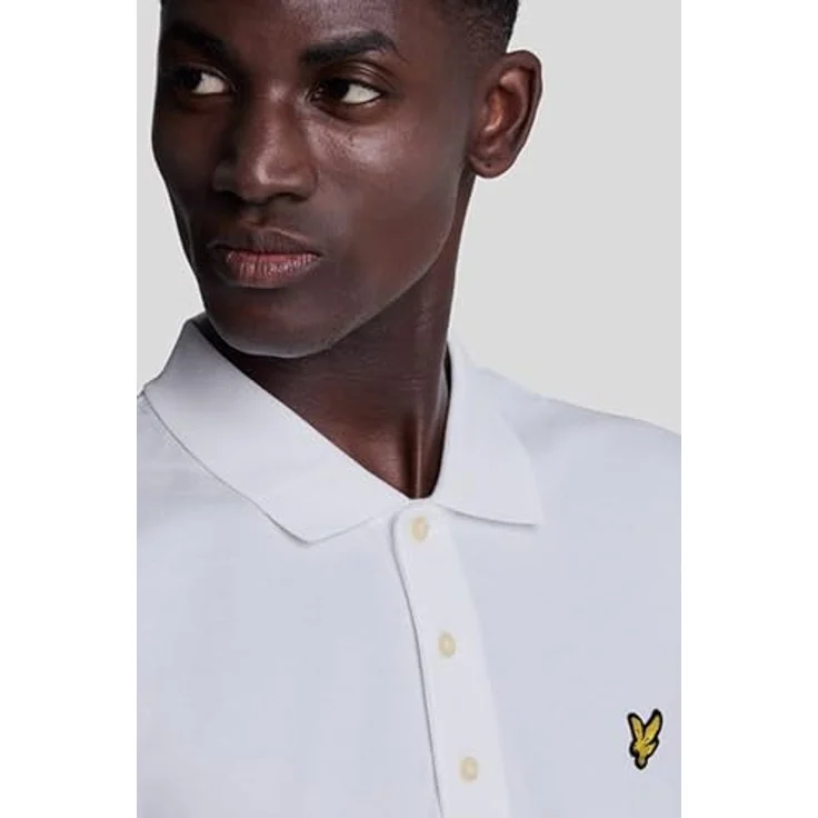 Lyle and Scott Herren Shirt Plain, Weiß, XL, klassischer Schnitt, gerippte Ärmel, Drei-Knopf-Verschluss, Logo auf der Brust – Bild 3