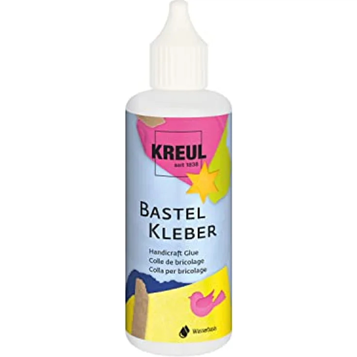 Kreul Bastelkleber 80 ml, transparenter Kleber auf Wasserbasis für Papier, Pappe, Textilien und mehr