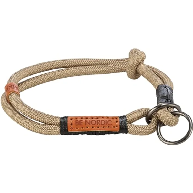 TRIXIE Zug-Stopp Hundehalsband BE Nordic L Sand/schwarz– bequemes Hundehalsband große Hunde mit Zugbegrenzung - robust & elegant – 17284