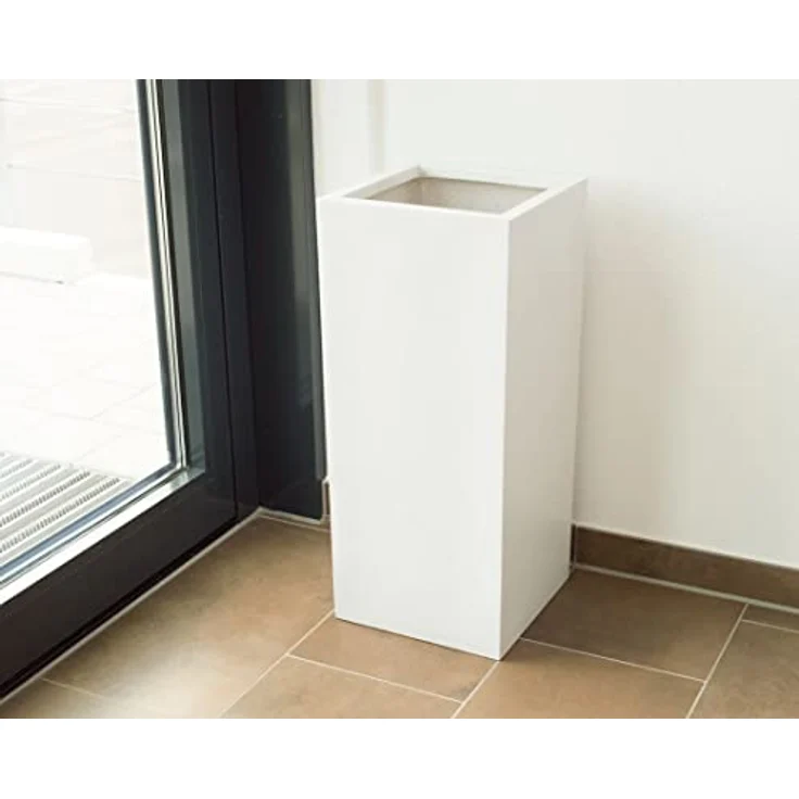 Elegant Einrichten Pflanzkübel Fiberglas Säule 30x30x60cm, Perlmutt-Weiß, UV-beständig & frostsicher – Bild 4
