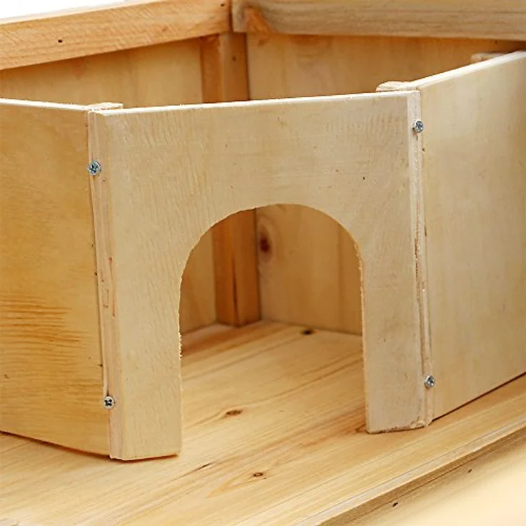 Wiltec XXL 3 Etagen Nagerkäfig aus Holz mit klappbarem Deckel & Sichtfenster, Kleintierhaus Hamsterkäfig, 1150 x 600 x 580 mm – Bild 5