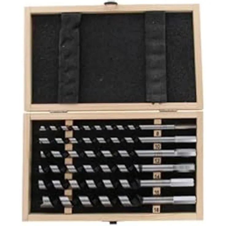 Milwaukee Estuche de madera de Auger, 6 Holzbohrer mit Durchmessern 8/10/12/14/16/18 mm, Länge 230 mm