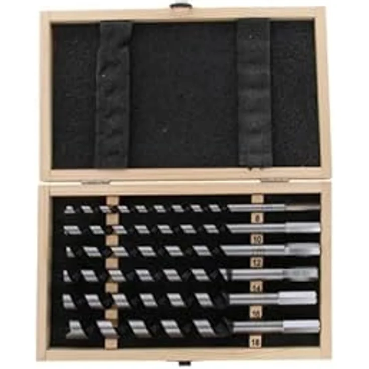 Milwaukee Estuche de madera de Auger, 6 Holzbohrer mit Durchmessern 8/10/12/14/16/18 mm, Länge 230 mm