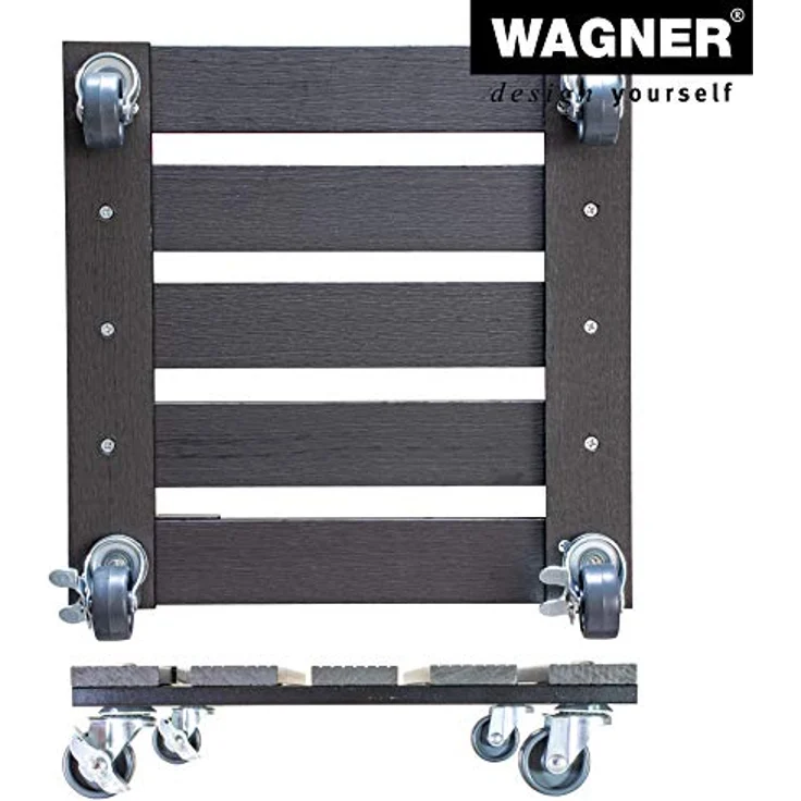 WAGNER Pflanzenroller WPC 29x29 cm I Pflanzenroller & Blumenroller für Außenbereich + Innenbereich, anthrazit I Kübelroller Wood Plastic Composite mit 2 Feststellern I Tragkraft 80kg ? 20052001 – Bild 7