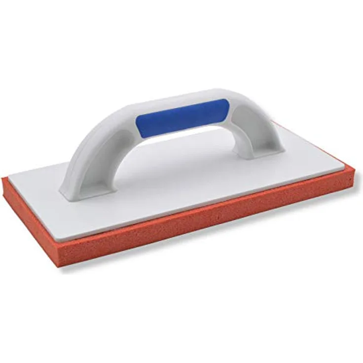 DEWEPRO® Reibebrett (PS) mit harter Gummischwamm-Auflage (20mm) - 280x140mm - Schwammscheibe - harter Schwammgummi