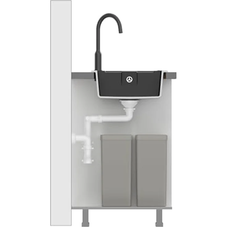 QUADRON Christian 116, 1-Becken Küchenspüle aus Granit (GraniteQ), beige, 60 x 45 x 18,5 cm mit Siphon – Bild 6