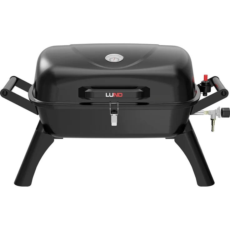 TRIZERATOP Mobiler Gasgrill 3,5 kW mit Thermometer, klappbaren Beinen und emailliertem Grillrost