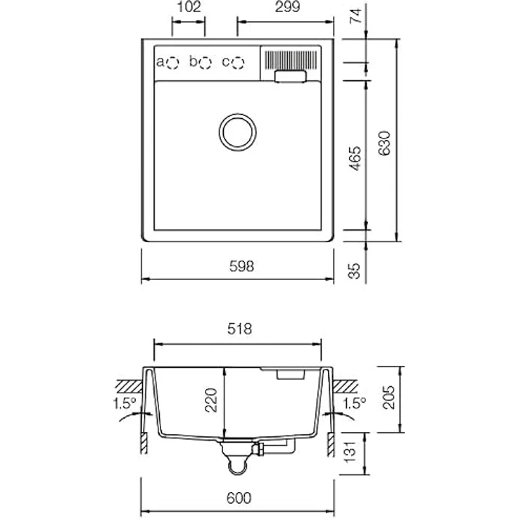 Schock Granitspüle Schock Modul Becken Cristadur Kallio M-100-M, 0/0 cm, Material-Technologie, verschiedene Farben – Bild 2