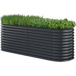 STEELSØN Hochbeet Hydra für Garten und Balkon, Pflanzkübel groß draußen 240x80x80 cm, Hochbeet Metall verzinkt, oval, freistehend für Blumen, Obst und Gemüse in anthrazit.