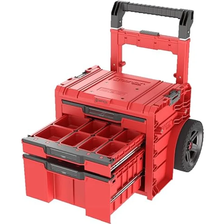 Qbrick System PRO Cart 2.0 Plus Drawer 3, mobiler Werkzeugkoffer mit integrierten Schubladen, 9-Zoll-Rädern, Red Ultra HD – Bild 3