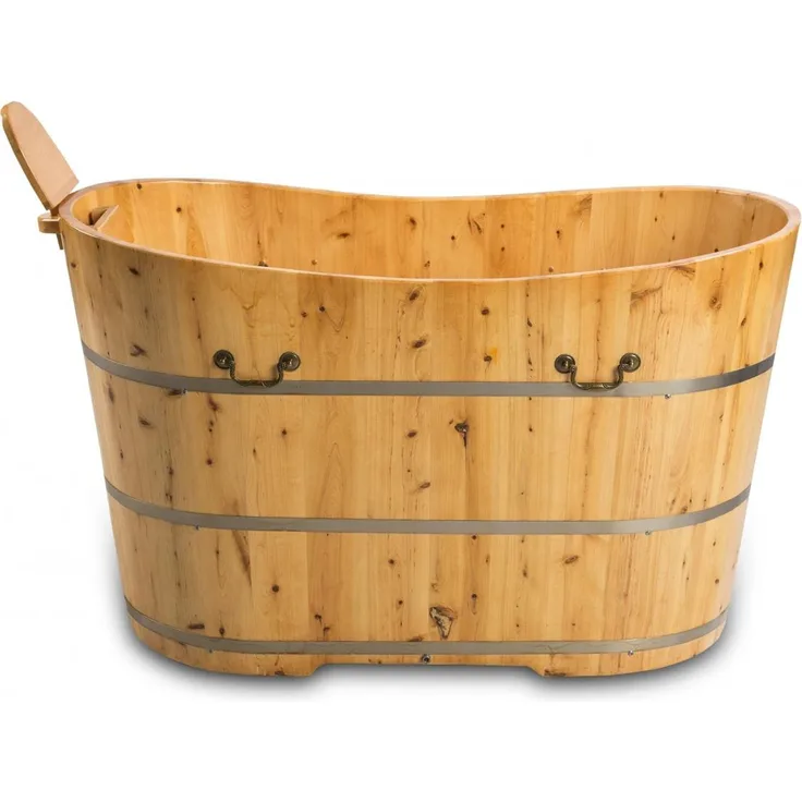 PureHaven, Badewanne, Holzbadewanne (120 l, 62 cm, 120 cm) aus Zedernholz