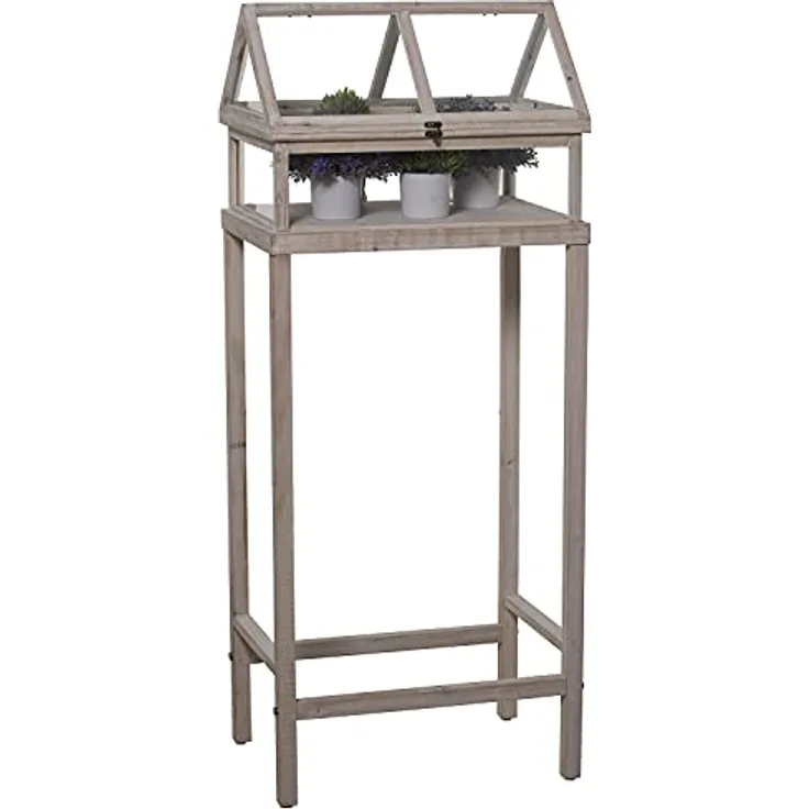 DRW Gewächshaus aus Tannenholz und Glas Decape 50 x 35 x 122 cm, weiß gebeizt, 50x35x122cm
