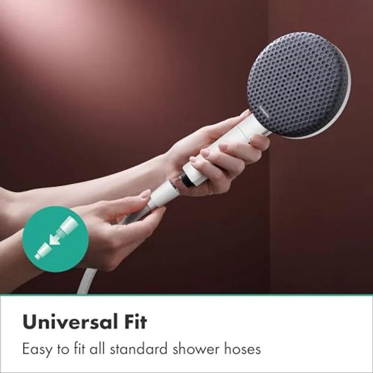 hansgrohe Raindance Alive Select S, Wassersparende Duschbrause mit Anti-Kalk, 3 Strahlarten, 125 mm, mattweiss mit grafiter Strahlplatte – Bild 4