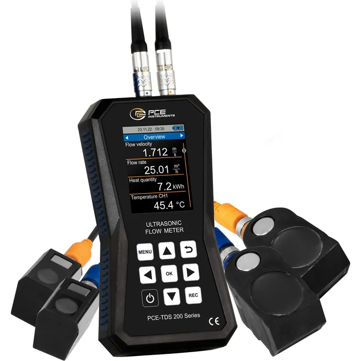 PCE Instruments Ultraschall-Durchflussmessgerät PCE-TDS 200 SM, Messbereich ±32 m/s, 32 GB Speicher