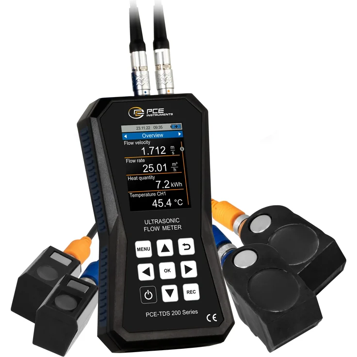 PCE Instruments Ultraschall-Durchflussmessgerät PCE-TDS 200 SM, Messbereich ±32 m/s, 32 GB Speicher