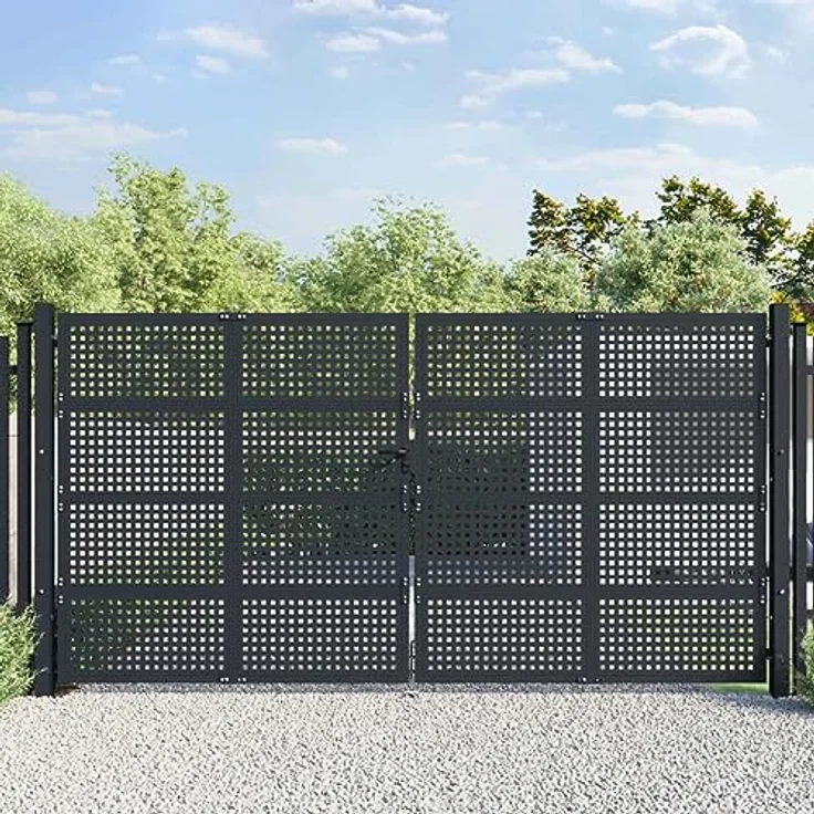 vidaXL Gartentor Stahl in Anthrazit, 400 x 225 cm, abschließbares Design – Bild 2