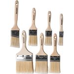 Werkzeyt Pinsel-Set 7-teilig - Für wasserbasierte Farben & Lacke - Bestehend aus geraden & schrägen Flachpinsel - Helle Kunststoffborsten - Borstenstärke 6 / Malerpinsel / B21624