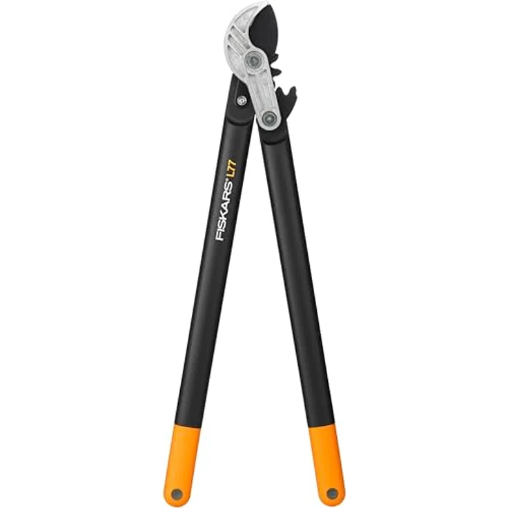 Fiskars PowerGear Amboss-Getriebeastschere für trockene Zweige und Äste, Antihaftbeschichtet, Gehärteter Präzisionsstahl, Länge 69 cm, Schwarz-Orange, L77, 1000583 – Bild 2