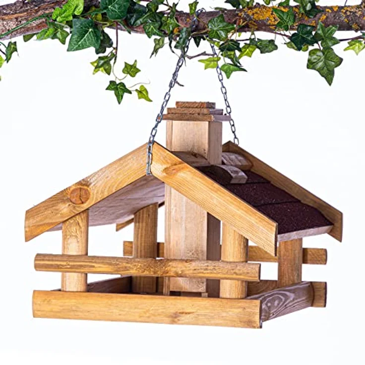 BooGardi Vogelhaus Holz · 3 Varianten · rotes Dach · überdachte Futterstelle · Futterhäuschen – Bild 5