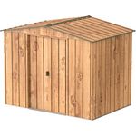 Duramax TOP 8 x 6 (4.37 m²) Metall gerätehaus, hergestellt aus verzinktem Stahl, verstärkte Dachkonstruktion, wartungsfreies und witterungsbeständiges Metallgerätehaus, Geräteschuppen, Holzmaserung