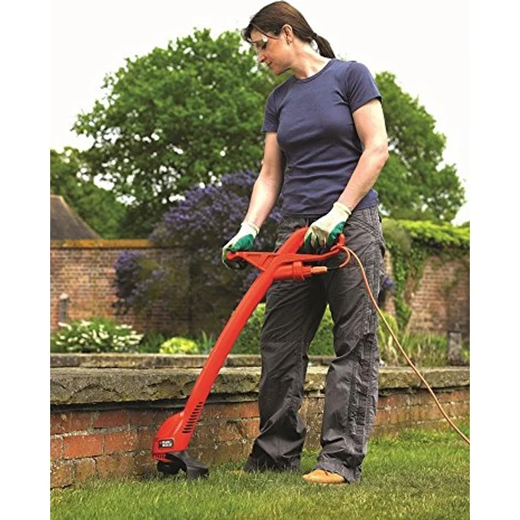 Black+Decker Elektro Rasentrimmer (350W, 25 cm Schnittbreite inkl. Ersatzspule) GL360SB, schwarz orange – Bild 5