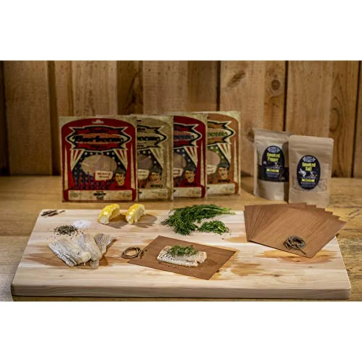 Axtschlag Grillpapier Zeder, zum schonenden Garen, hält das Gargut saftig, für Grill & Backofen, auch zum Servieren, 8 Wood Papers Schnur, 190x150x1 mm – Bild 6