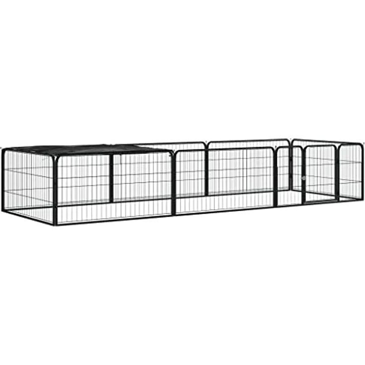 vidaXL Hunde Laufstall 8-TLG. 100x50cm Stahl Pulverbeschichtet Welpenauslauf – Bild 1