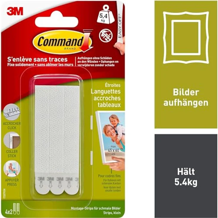 3M Command Bilder-Montage Strips Weiß Inhalt: 4 Paar-3 – Bild 2