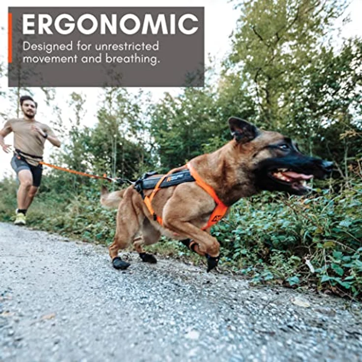 Non-stop dogwear Freemotion Harness 5.0, ergonomisches Hunde-Geschirr für alle Sportarten, Größe 8, orange/schwarz – Bild 4