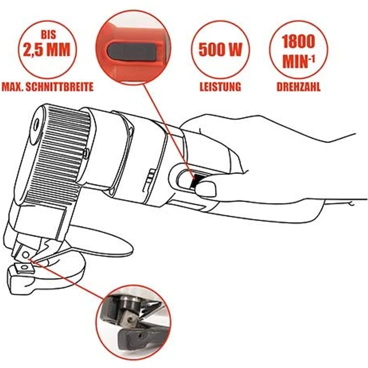Mauk Elektro Blechschere Nibbler - 500 W, 1800 min-1, schneidet bis 2,5 mm - Preisvergleich – Bild 2