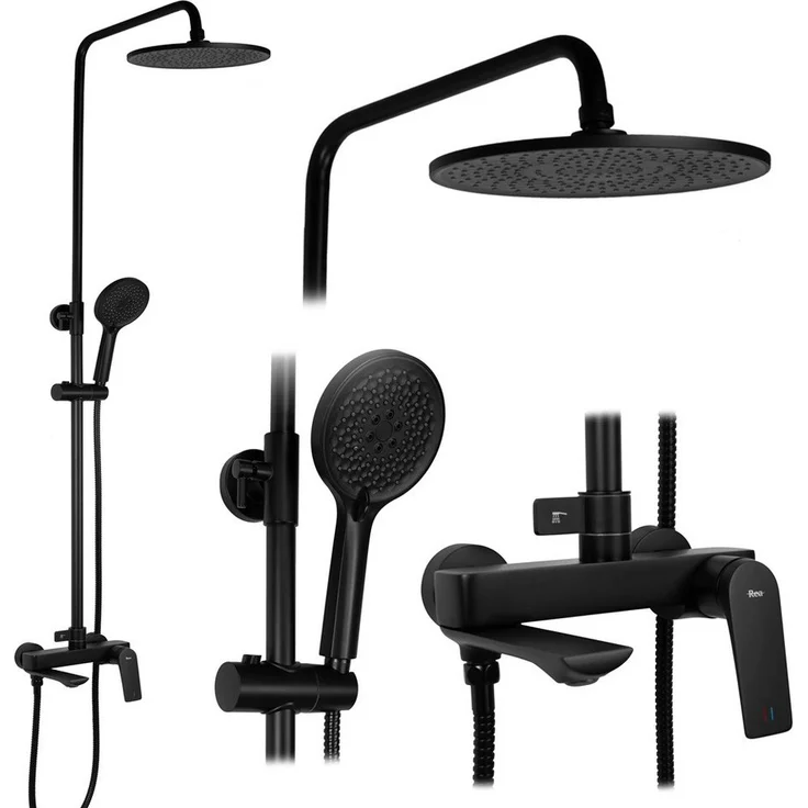 wohnwerk.idee Duschsystem Avalon, Duscharmatur mit Regendusche Ø 25 cm, Gold Matt Schwarz Grau Kupfer