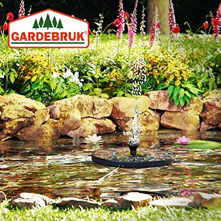 Gardebruk Solar Springbrunnen 7 Effekte 180L-h Solarpanel 160mm 1,4 Watt Garten Wasserspiel Gartenbrunnen Wasserpumpe Teichpumpe Solarbrunnen Fontäne – Bild 2