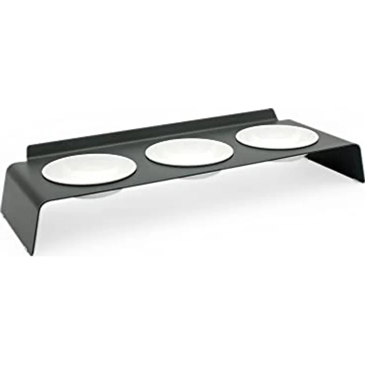 LucyBalu® Erhöhte 3er-Futterstation Katze | Ergonomischer Katzennapf erhöht | Erhöhter Futternapf für Katzen | Ergonomischer Fressnapf & Wassernapf für Katzen | Katzen 3er Napfset erhöht | Anthrazit – Bild 1