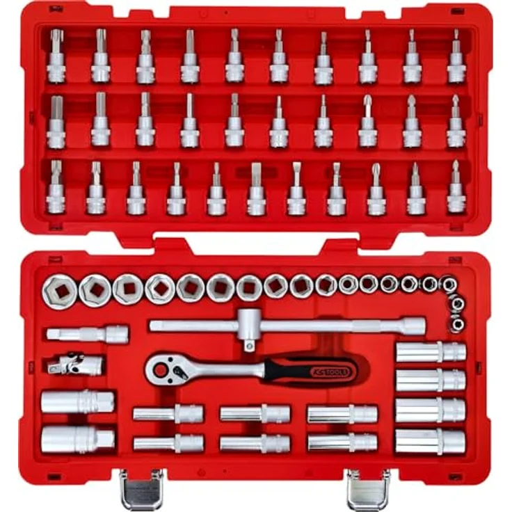KS Tools Bit- und Steckschlüsselset 3/8", 66-tlg, 6-kant, mit FlankTraction-Profil, Chrom Vanadium, in stabilem Kunststoffkoffer – Bild 5