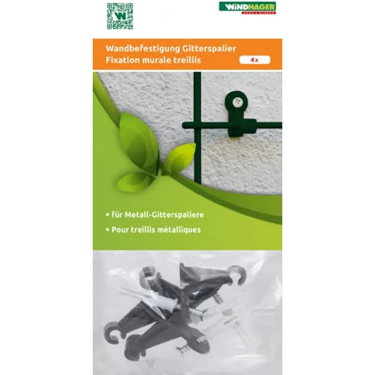 Windhager Wandbefestigung für Metall-Gitterspalier, Befestigung für Spalier, 32 x 16 x 33 mm, grün, 4 Stück, 05721 – Bild 4