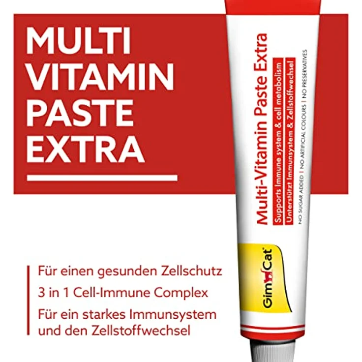 GimCat Multi-Vitamin Paste Extra - Katzensnack mit Fischöl für ein starkes Immunsystem und den Zellstoffwechsel - 1 Tube (1 x 100 g) – Bild 2