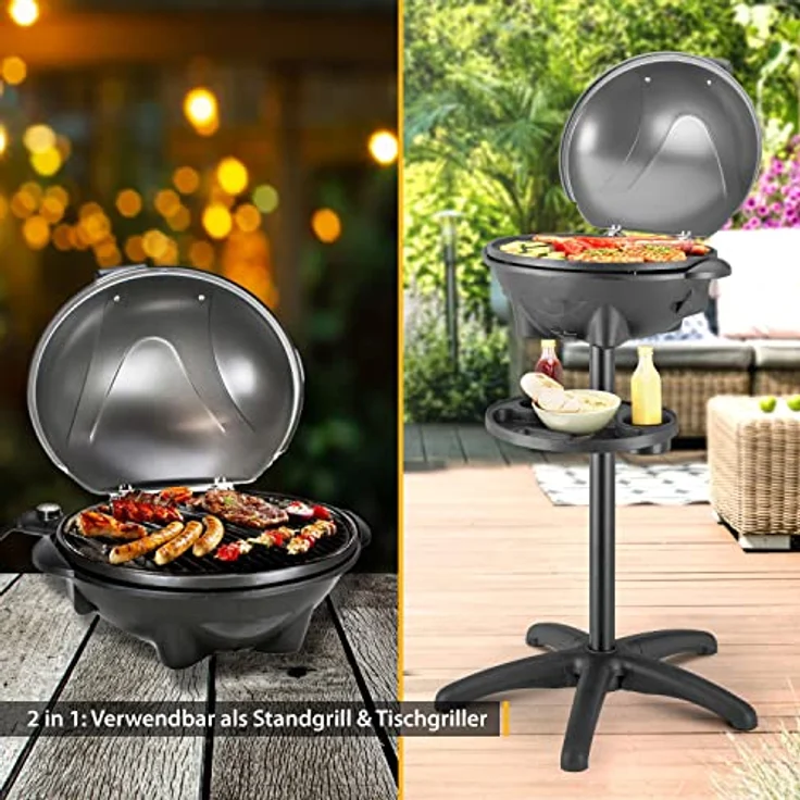 TZS First Austria 2in1 Elektrogrill & Tischgrill Elektrisch – extrem stabiler Grill mit Standfuß für Balkon – Kunststoff/Metall, abnehmbarer 2400 Watt Standgrill mit Deckel – inkl. Temperaturanzeige: Tests, Infos & Preisvergleich