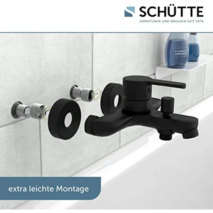 Schütte Badarmatur Noah, matt-schwarz, mit geräuscharmer Keramik-Kartusche und Eco-Click-Funktion – Bild 2