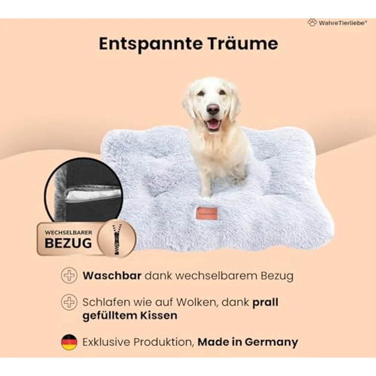 Wahre Tierliebe Premium Hundekissen Fluffy - Weiche Schlafstätte für deinen Vierbeiner - Leicht zu reinigen - Perfekt für Zuhause und unterwegs, hundebett, hundematte, hundebett waschbar – Bild 2